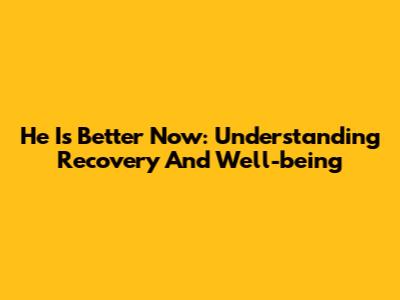 "He Is Better Now": Understanding Recovery And Well-being