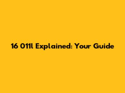 16 011l Explained: Your Guide