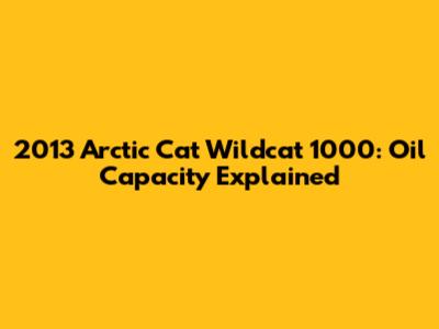 2013 Arctic Cat Wildcat 1000: Oil Capacity Explained