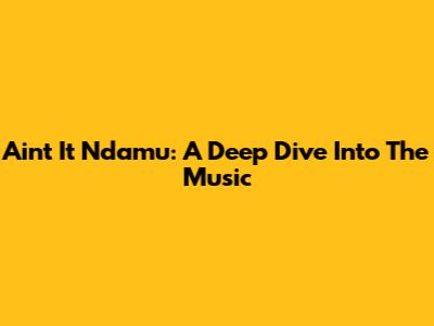 Ain't It Ndamu: A Deep Dive Into The Music