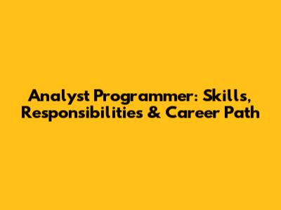 Analyst Programmer: Skills, Responsibilities & Career Path