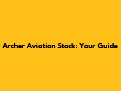 Archer Aviation Stock: Your Guide