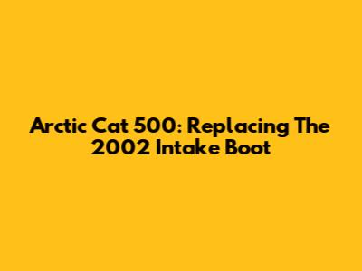Arctic Cat 500: Replacing The 2002 Intake Boot