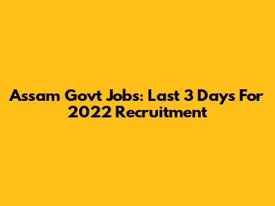 Assam Govt Jobs: Last 3 Days For 2022 Recruitment
