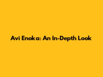 Avi Enoka: An In-Depth Look