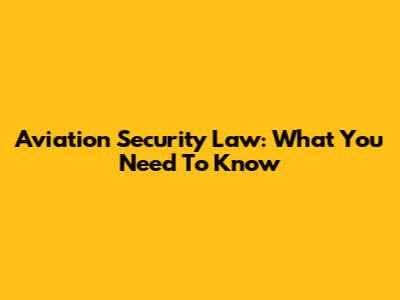 Aviation Security Law: What You Need To Know