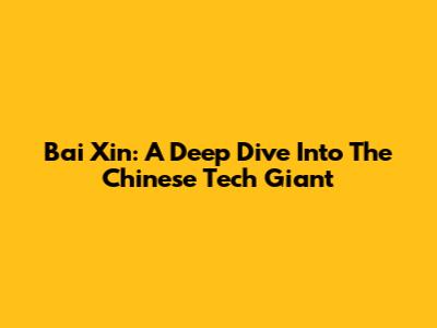 Bai Xin: A Deep Dive Into The Chinese Tech Giant
