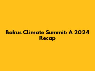 Baku's Climate Summit: A 2024 Recap