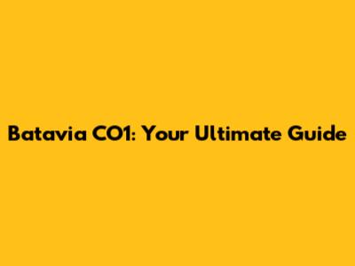 Batavia CO1: Your Ultimate Guide