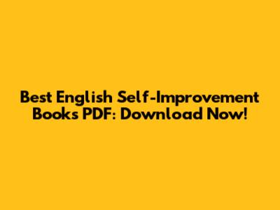 Best English Self-Improvement Books PDF: Download Now!