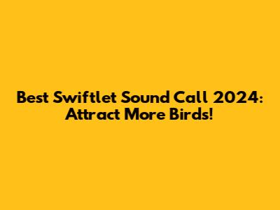 Best Swiftlet Sound Call 2024: Attract More Birds!