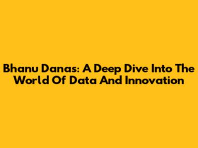 Bhanu Danas: A Deep Dive Into The World Of Data And Innovation