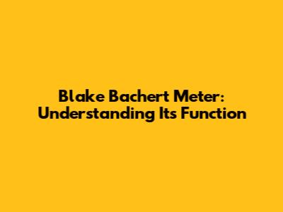 Blake Bachert Meter: Understanding Its Function
