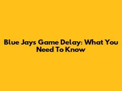 Blue Jays Game Delay: What You Need To Know