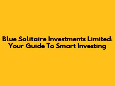 Blue Solitaire Investments Limited: Your Guide To Smart Investing