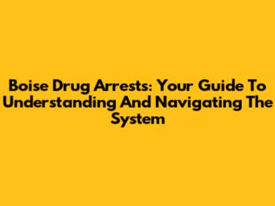 Boise Drug Arrests: Your Guide To Understanding And Navigating The System