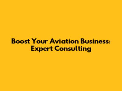 Boost Your Aviation Business: Expert Consulting