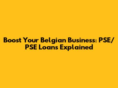 Boost Your Belgian Business: PSE/PSE Loans Explained