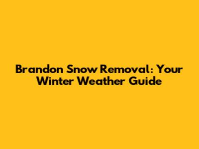 Brandon Snow Removal: Your Winter Weather Guide
