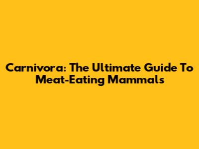 Carnivora: The Ultimate Guide To Meat-Eating Mammals
