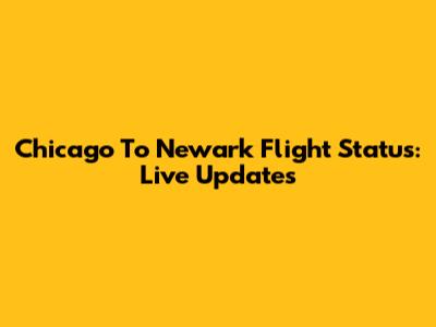 Chicago To Newark Flight Status: Live Updates