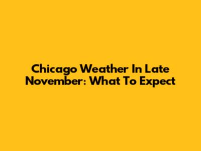 Chicago Weather In Late November: What To Expect