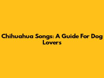 Chihuahua Songs: A Guide For Dog Lovers