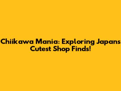 Chiikawa Mania: Exploring Japan's Cutest Shop Finds!
