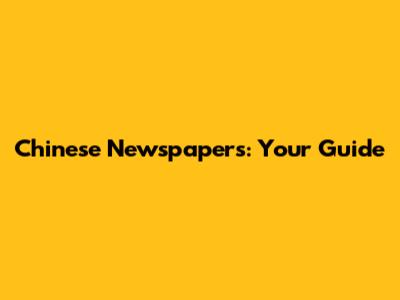 Chinese Newspapers: Your Guide