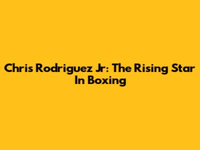 Chris Rodriguez Jr: The Rising Star In Boxing