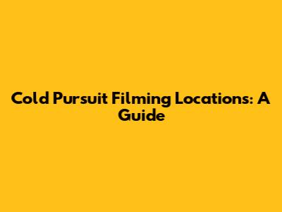 Cold Pursuit Filming Locations: A Guide