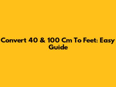 Convert 40 & 100 Cm To Feet: Easy Guide