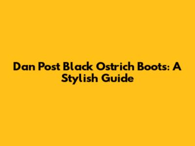 Dan Post Black Ostrich Boots: A Stylish Guide