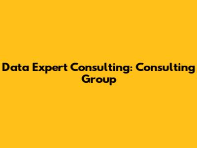 Data Expert Consulting: Consulting Group