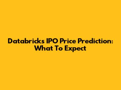 Databricks IPO Price Prediction: What To Expect