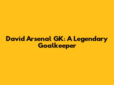 David Arsenal GK: A Legendary Goalkeeper