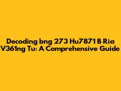 Decoding 'bng 273 Hu7871 B Ria V361ng Tu': A Comprehensive Guide