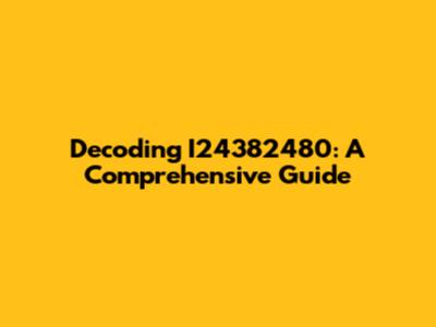 Decoding I24382480: A Comprehensive Guide