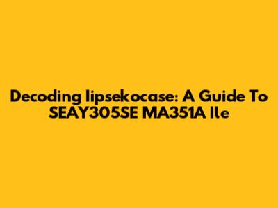 Decoding Iipsekocase: A Guide To SEAY305SE MA351A Ile