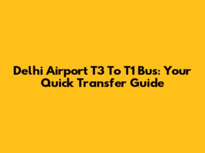 Delhi Airport T3 To T1 Bus: Your Quick Transfer Guide