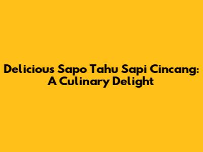 Delicious Sapo Tahu Sapi Cincang: A Culinary Delight