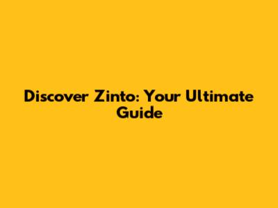 Discover Zinto: Your Ultimate Guide