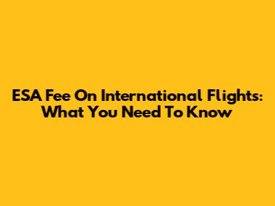 ESA Fee On International Flights: What You Need To Know