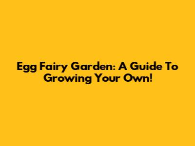 Egg Fairy Garden: A Guide To Growing Your Own!