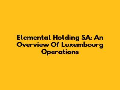 Elemental Holding SA: An Overview Of Luxembourg Operations