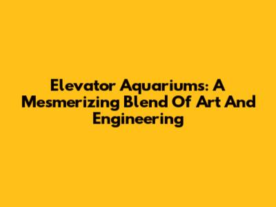 Elevator Aquariums: A Mesmerizing Blend Of Art And Engineering