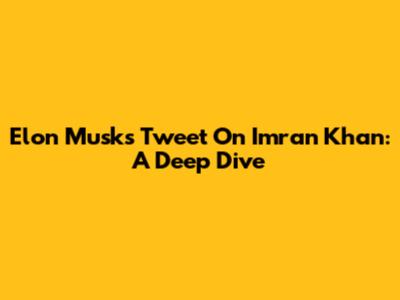 Elon Musk's Tweet On Imran Khan: A Deep Dive