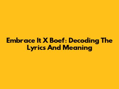 Embrace It X Boef: Decoding The Lyrics And Meaning