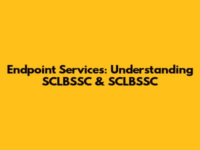 Endpoint Services: Understanding SCLBSSC & SCLBSSC