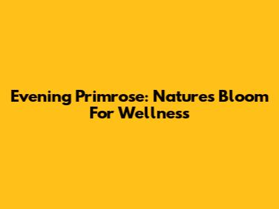 Evening Primrose: Nature's Bloom For Wellness
